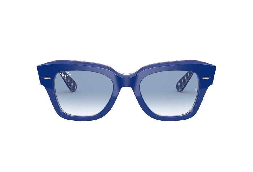 RAY-BAN RB2186 STATE STREET » BLUE ON VICHY BLUE/WHITE