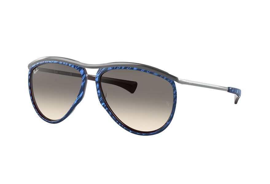 RAY-BAN OLYMPIAN AVIATOR RB2219 » TOP WRINKLED BLUE ON BROWN