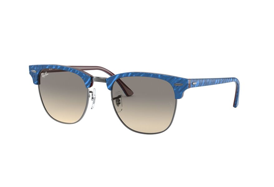 RAY-BAN RB3016 CLUBMASTER » TOP WRINKLED BLUE ON BROWN