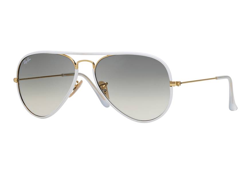 RAY-BAN RB3025JM AVIATOR FULL COLOR » PURE WHITE GOLD GRADIENT GRAY