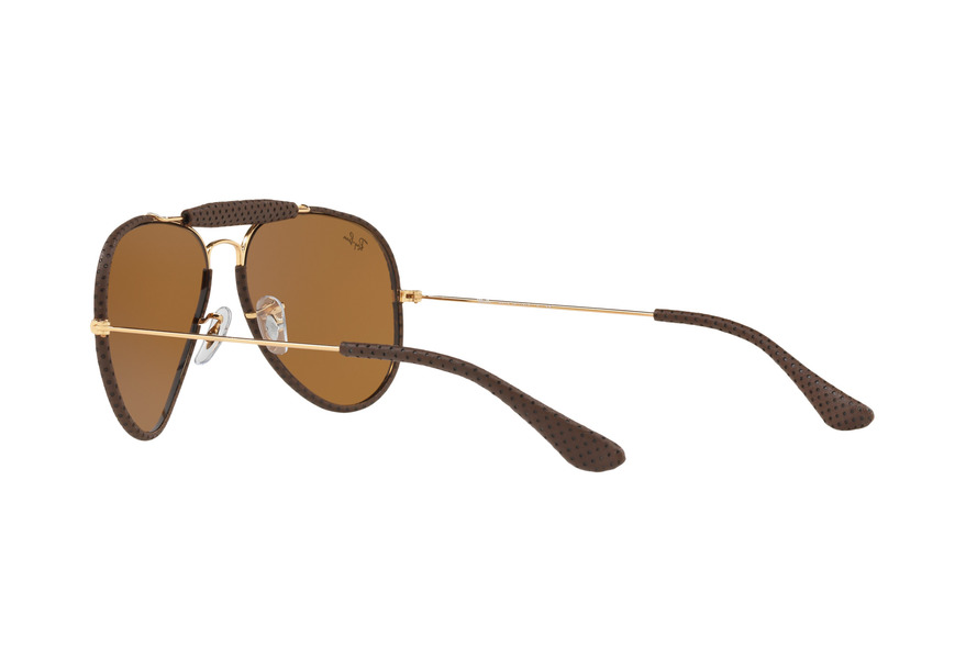 RAY-BAN RB3422Q AVIATOR CRAFT » LEATHER BROWN