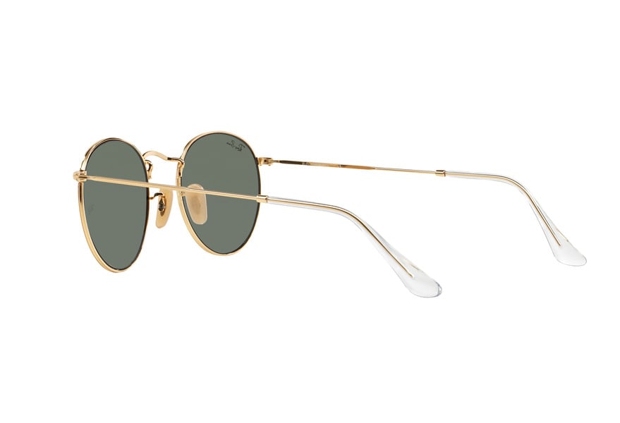 RAY-BAN RB3447 ROUND METAL » GOLD CRYSTAL GREEN