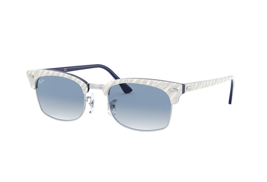 RAY-BAN CLUBMASTER SQUARE » TOP LIGHT GREY WRINKLED ON BLU