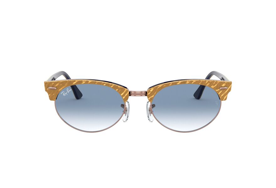 RAY-BAN CLUBMASTER OVAL » TOP WRINKLED BEIGE ON BLUE