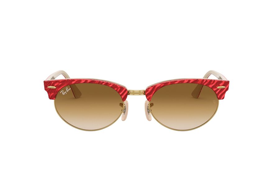 RAY-BAN CLUBMASTER OVAL » TOP WRINKLED RED ON BEIGE