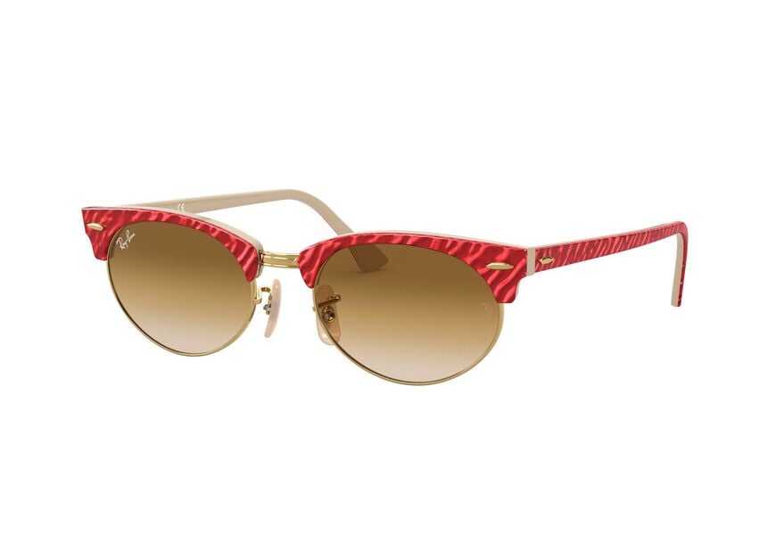 RAY-BAN CLUBMASTER OVAL » TOP WRINKLED RED ON BEIGE