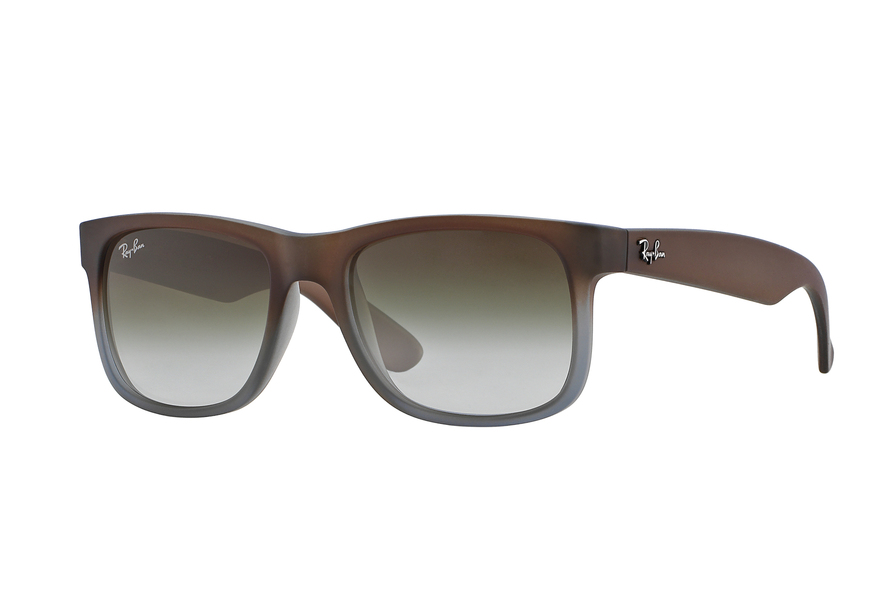 RAY-BAN RB4165 JUSTIN » RUBBER BROWN ON GREY GREEN GRADIENT
