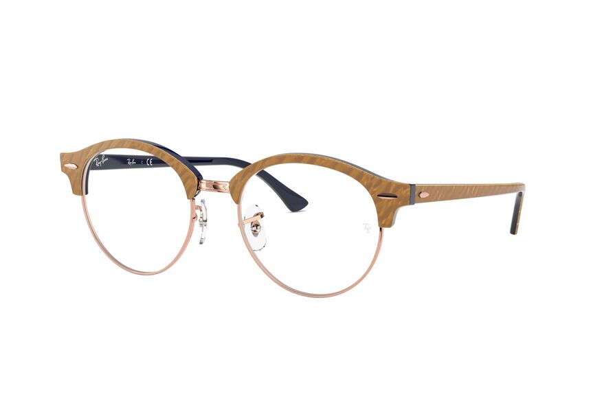 RAY-BAN RX4246V CLUBROUND » WRINKLED BEIGE ON BLUE